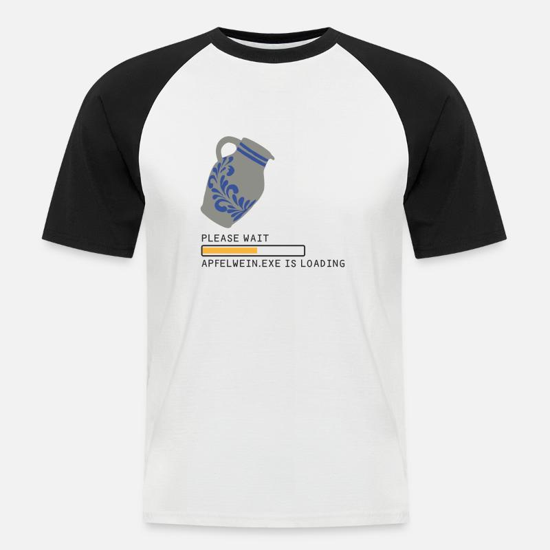 Bembel Loading please wait - Männer Baseball-T-Shirt - Weiß/Schwarz