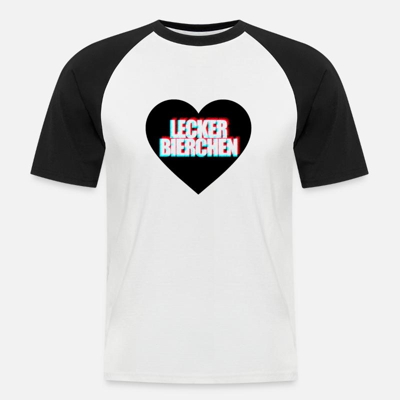 Lecker Bierchen - Männer Baseball-T-Shirt - Weiß/Schwarz