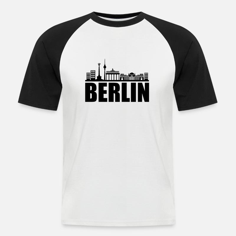 berlin skyline - Männer Baseball-T-Shirt - Weiß/Schwarz