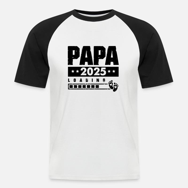 papa 2025 loading - Männer Baseball-T-Shirt - Weiß/Schwarz