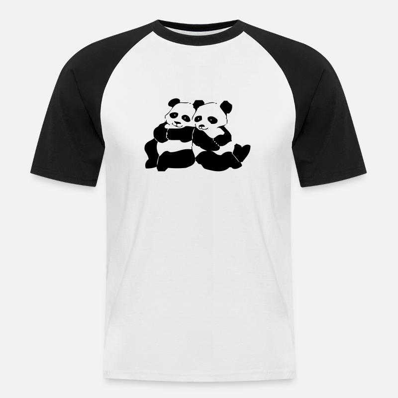 Panda - Männer Baseball-T-Shirt - Weiß/Schwarz