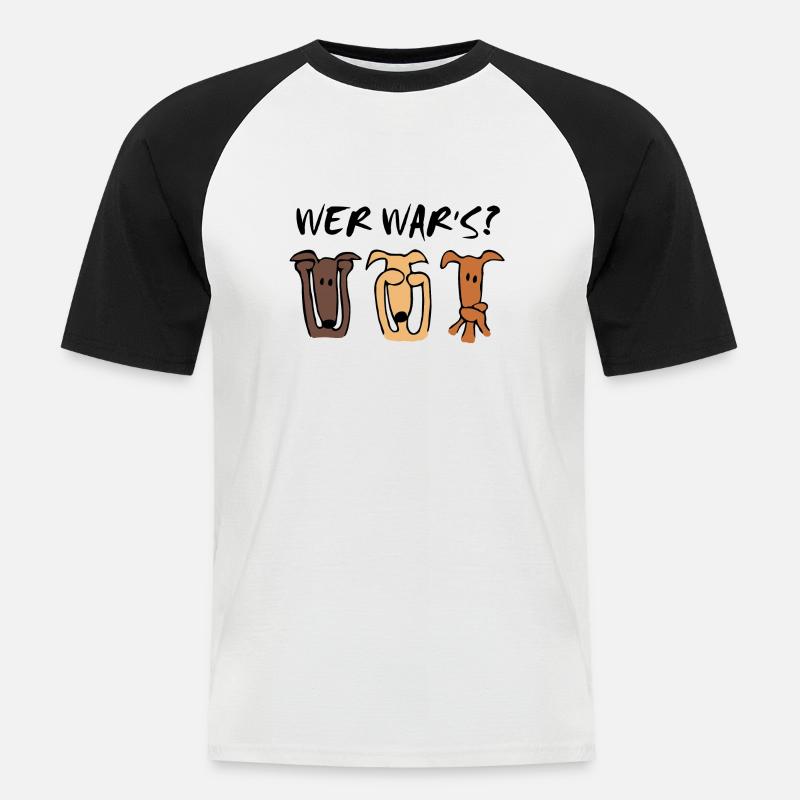 Wer war's - Männer Baseball-T-Shirt - Weiß/Schwarz