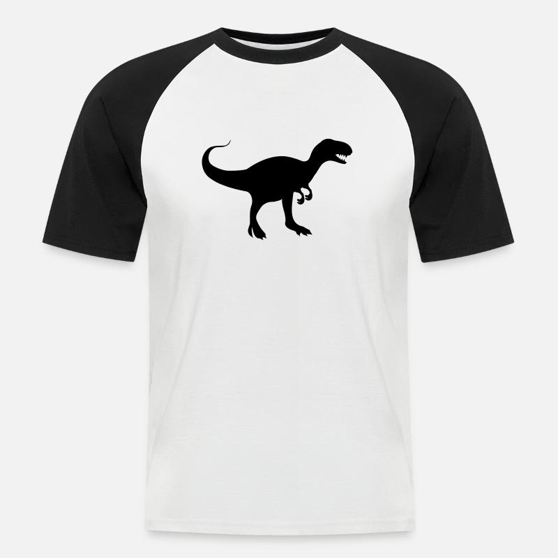 dinosaurier_rex - Männer Baseball-T-Shirt - Weiß/Schwarz