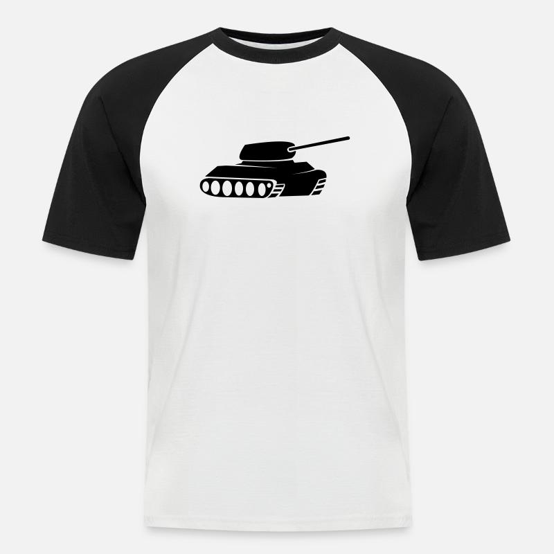 panzer - Männer Baseball-T-Shirt - Weiß/Schwarz