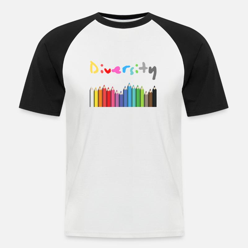 Diversity Geschenk und Geschenkidee - Männer Baseball-T-Shirt - Weiß/Schwarz