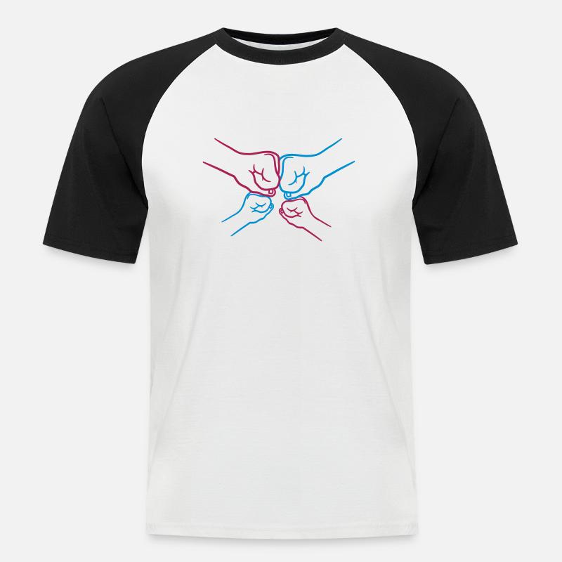 Fäuste 2 Kinder - Männer Baseball-T-Shirt - Weiß/Schwarz