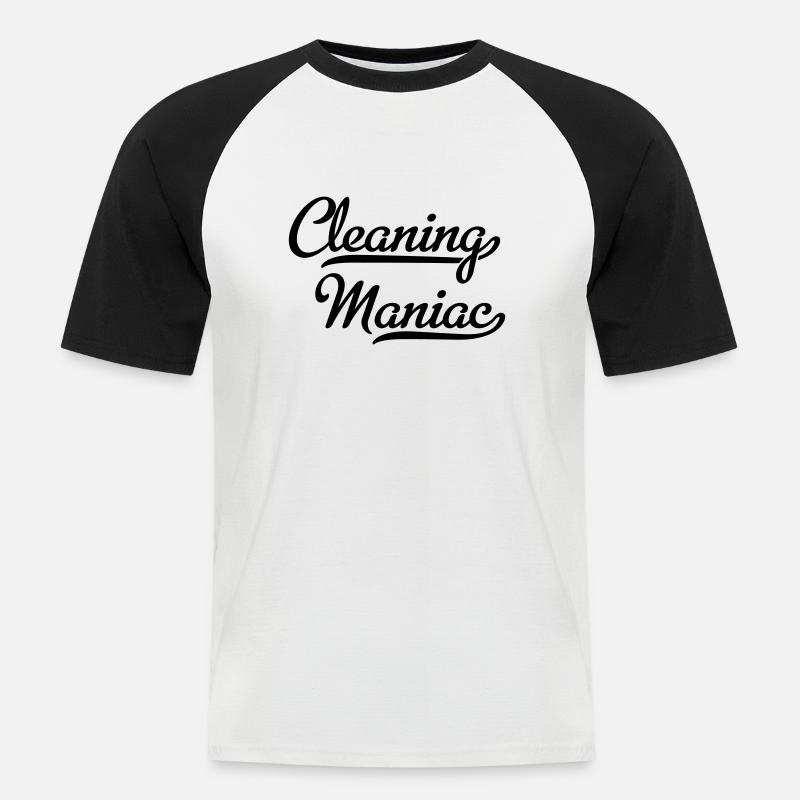 Putzteufel - Männer Baseball-T-Shirt - Weiß/Schwarz