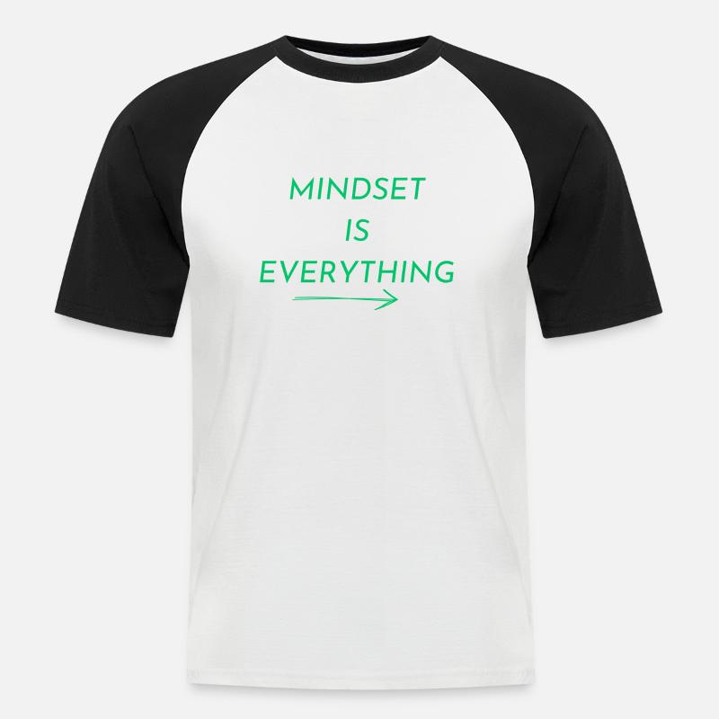 MINDSET IS EVERTHING - Männer Baseball-T-Shirt - Weiß/Schwarz