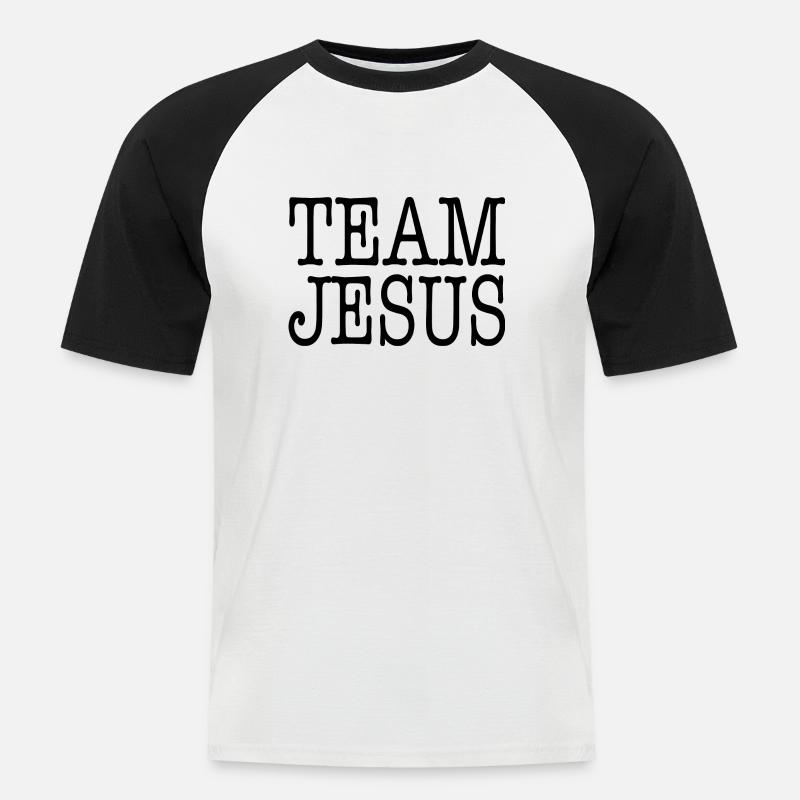 Team Jesus Geschenkidee - Männer Baseball-T-Shirt - Weiß/Schwarz
