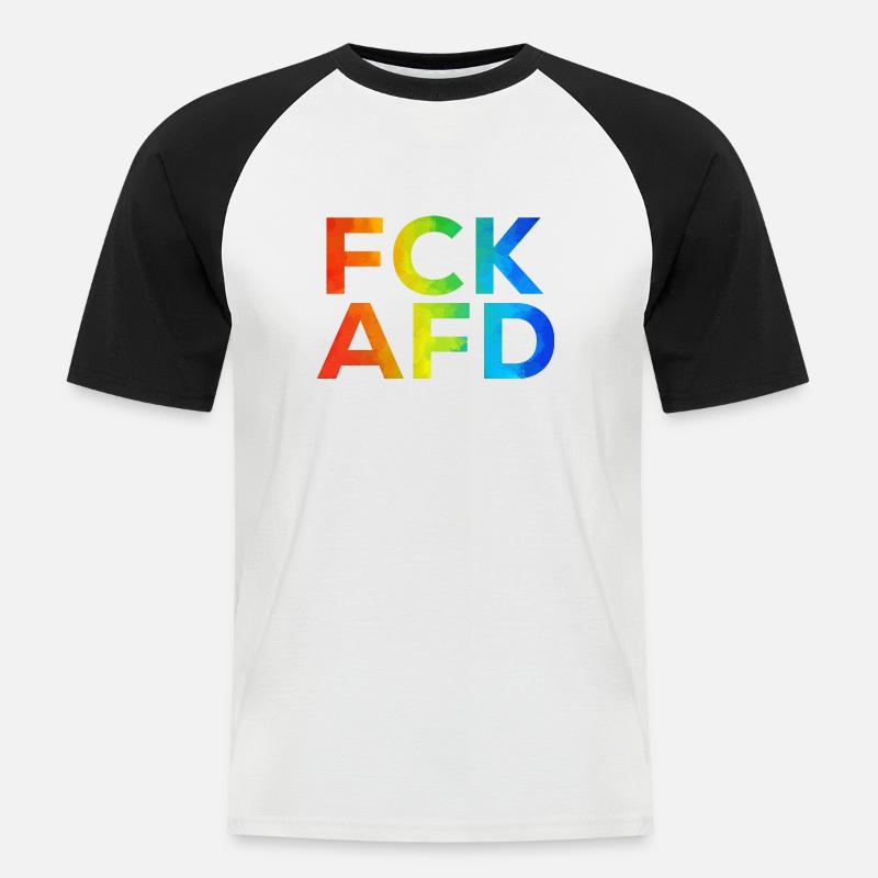 FCK AFD Regenbogen - Männer Baseball-T-Shirt - Weiß/Schwarz