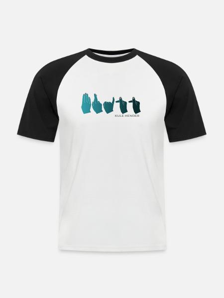 Hand alphabet Britt petrol gradient - Men's Baseball T-Shirt - white/black