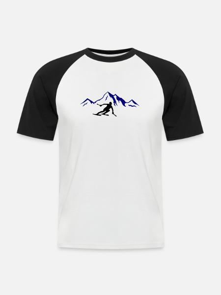 Ski Mountains 02 - Men's Baseball T-Shirt - white/black