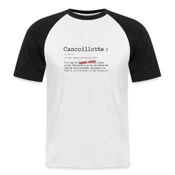 Cancoillotte noire - T-shirt baseball manches courtes Homme - blanc/noir - Devant - Nik (191cm)