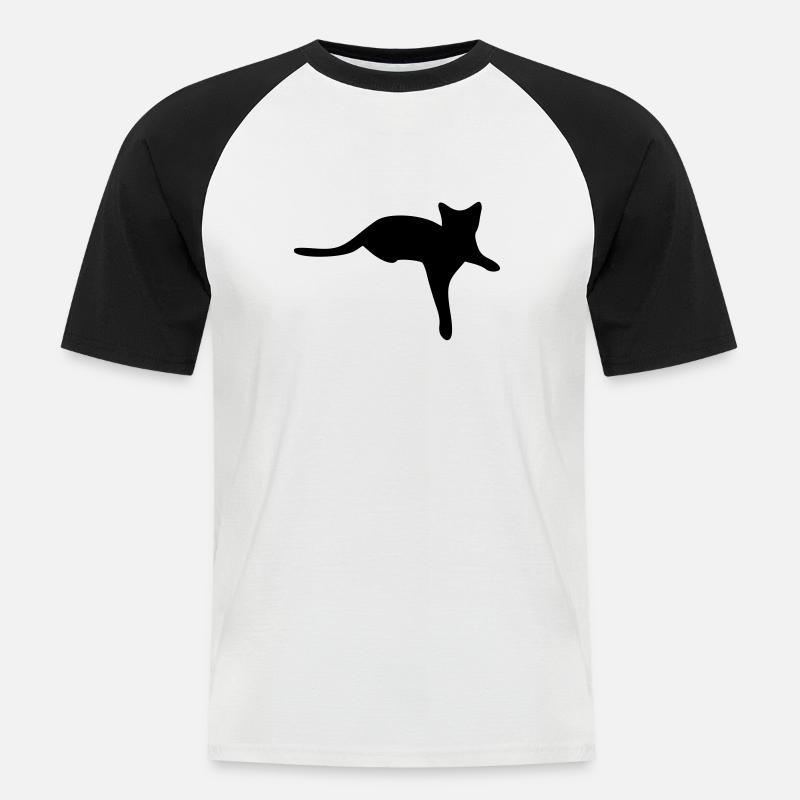 KATZE - Männer Baseball-T-Shirt - Weiß/Schwarz