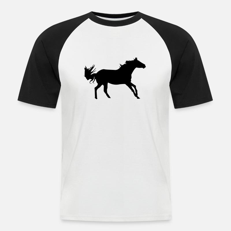 pferd - Männer Baseball-T-Shirt - Weiß/Schwarz