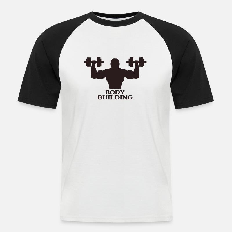 Bodybuilder mit Hanteln - Männer Baseball-T-Shirt - Weiß/Schwarz