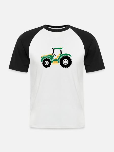 Farmer tractor driving - Men's Baseball T-Shirt - white/black