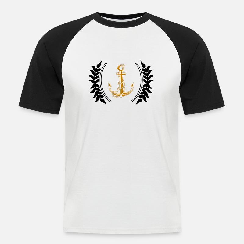 anker wappen - Männer Baseball-T-Shirt - Weiß/Schwarz