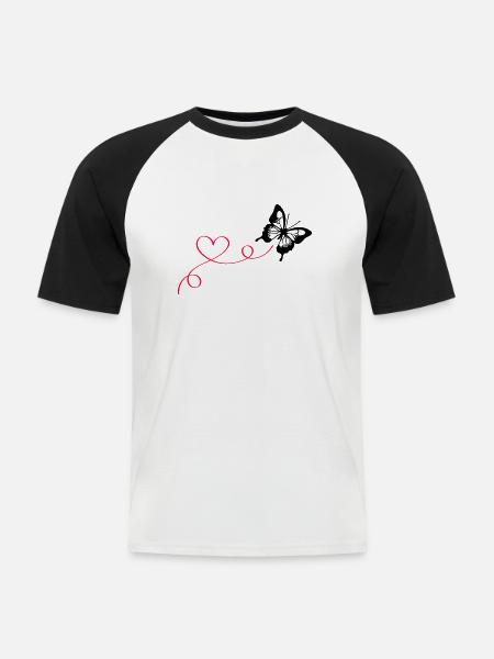 Butterfly Love - Men's Baseball T-Shirt - white/black