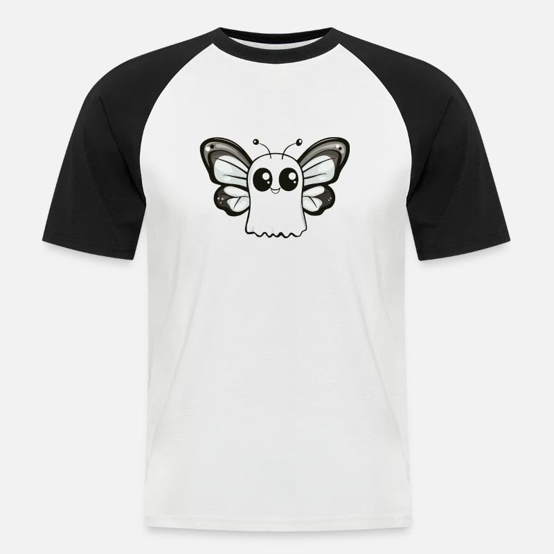 Schmetterling Halloween Comic Geist - Männer Baseball-T-Shirt - Weiß/Schwarz