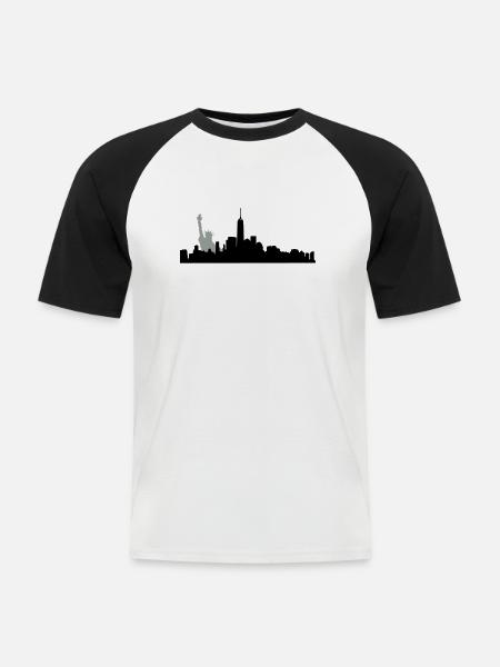 new york manhatten - Männer Baseball-T-Shirt - Weiß/Schwarz
