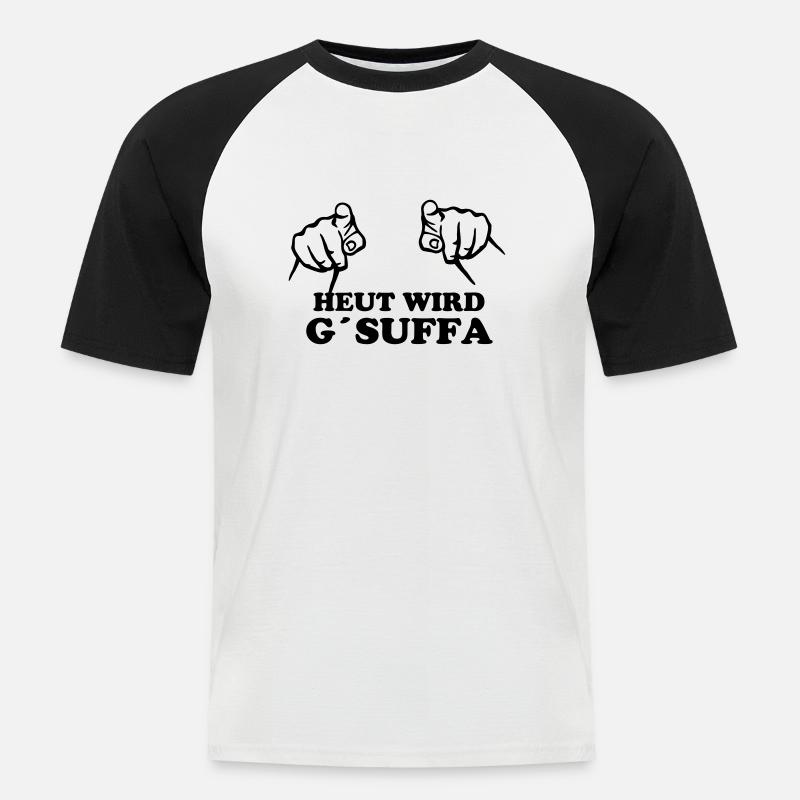 heut_wird_gsuffa - Männer Baseball-T-Shirt - Weiß/Schwarz