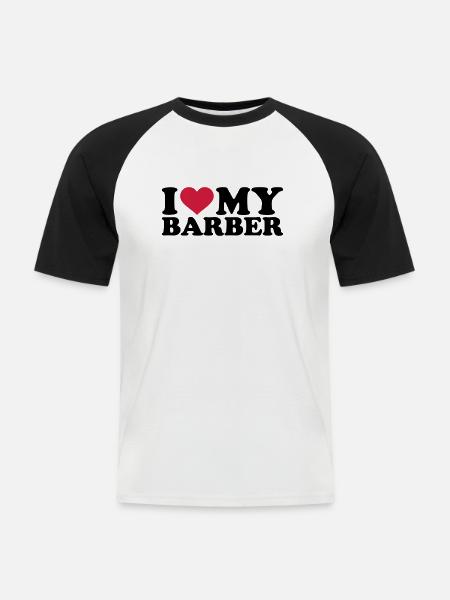 Barbier - Männer Baseball-T-Shirt - Weiß/Schwarz
