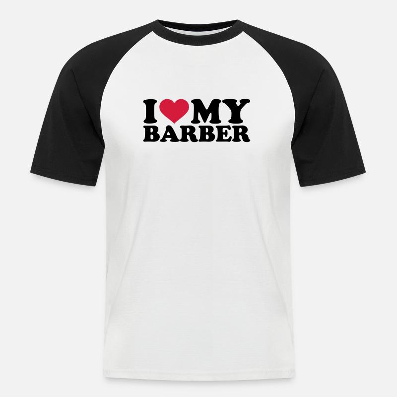 Barbier - Männer Baseball-T-Shirt - Weiß/Schwarz