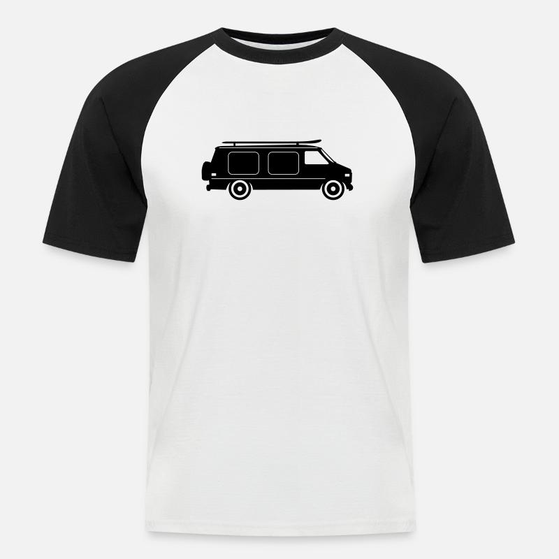 CAMPER BUS Wohnmobil Auto - Männer Baseball-T-Shirt - Weiß/Schwarz