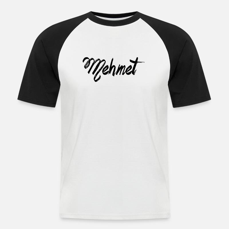 Mehmet - Männer Baseball-T-Shirt - Weiß/Schwarz