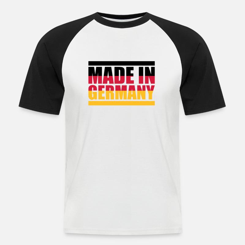 Made in Germany - Männer Baseball-T-Shirt - Weiß/Schwarz