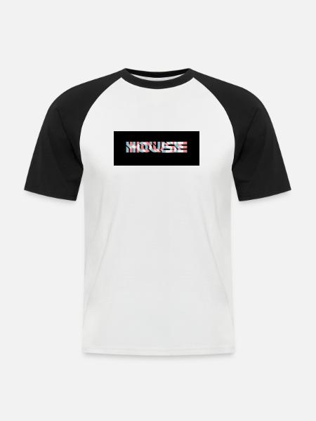 3D Effect House Logo - Men's Baseball T-Shirt - white/black