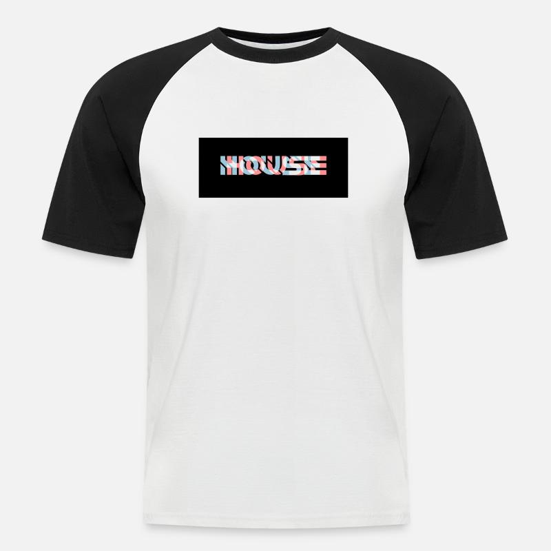 3D Effekt House Logo - Männer Baseball-T-Shirt - Weiß/Schwarz