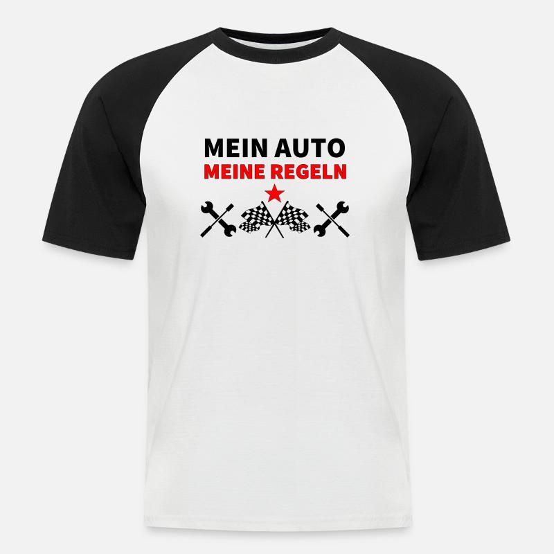 Auto - Männer Baseball-T-Shirt - Weiß/Schwarz