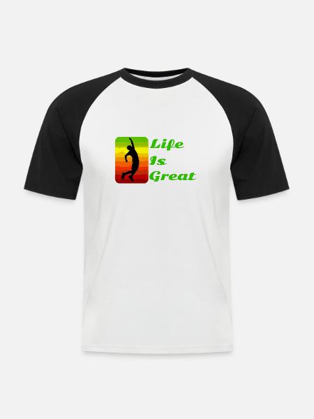 Life is great! - Men's Baseball T-Shirt - white/black