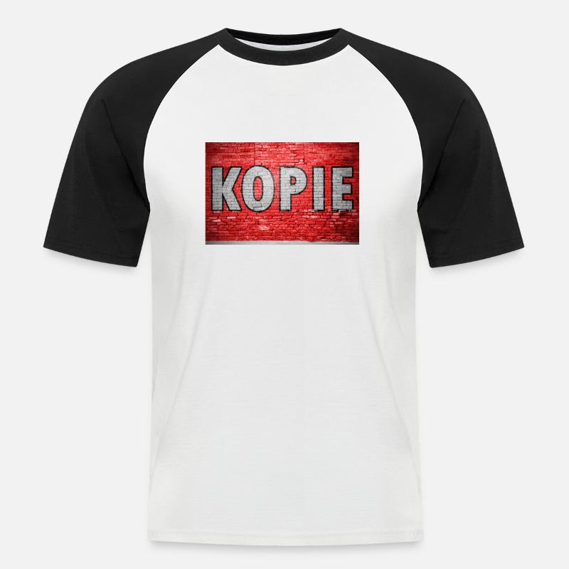 Kopie Ziegelsteinmauer Graffiti - Männer Baseball-T-Shirt - Weiß/Schwarz
