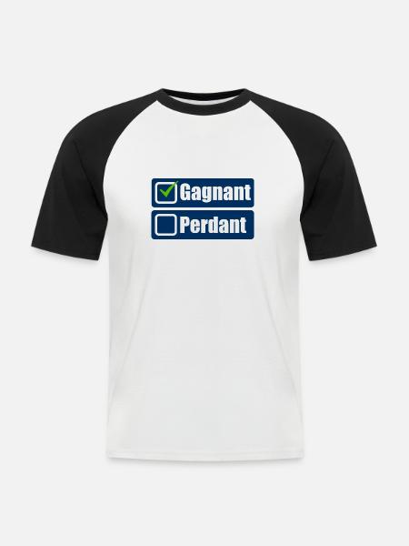 Gagnant - T-shirt baseball manches courtes Homme - blanc/noir