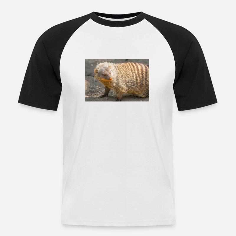 Gebänderte Manguste oder Zebramanguste - Männer Baseball-T-Shirt - Weiß/Schwarz