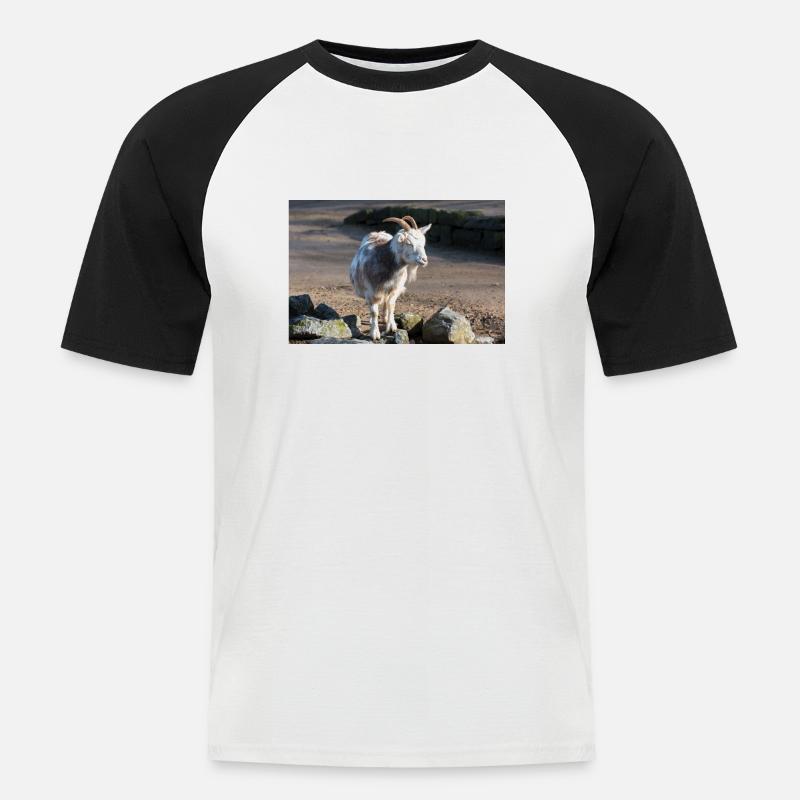 Zwergziege oder Zwergziege - Männer Baseball-T-Shirt - Weiß/Schwarz