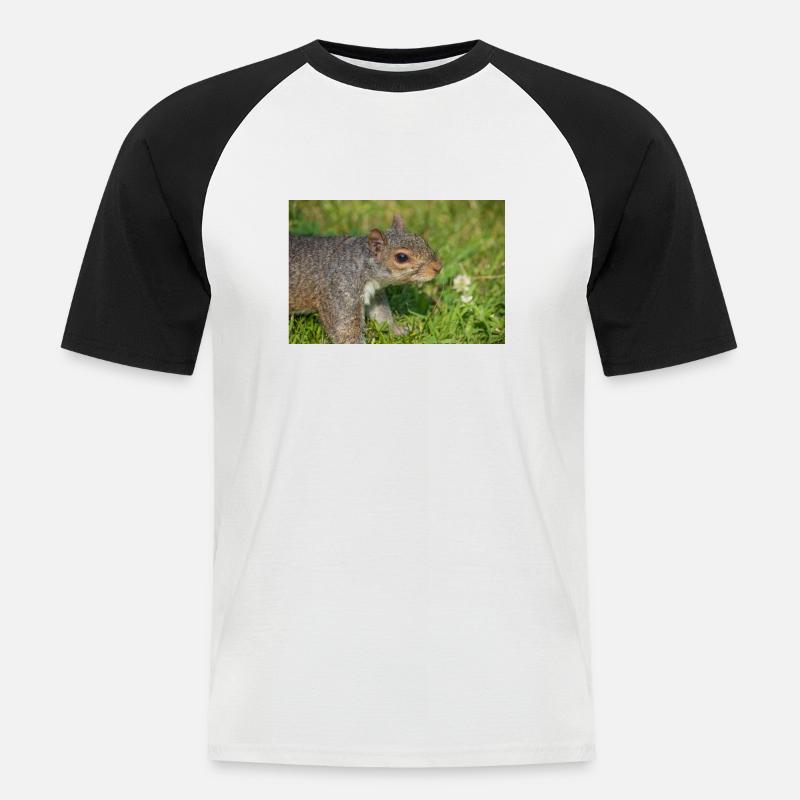 Grey squirrel Grauhörnchen Sciurus carolinensis - Men's Baseball T-Shirt - white/black