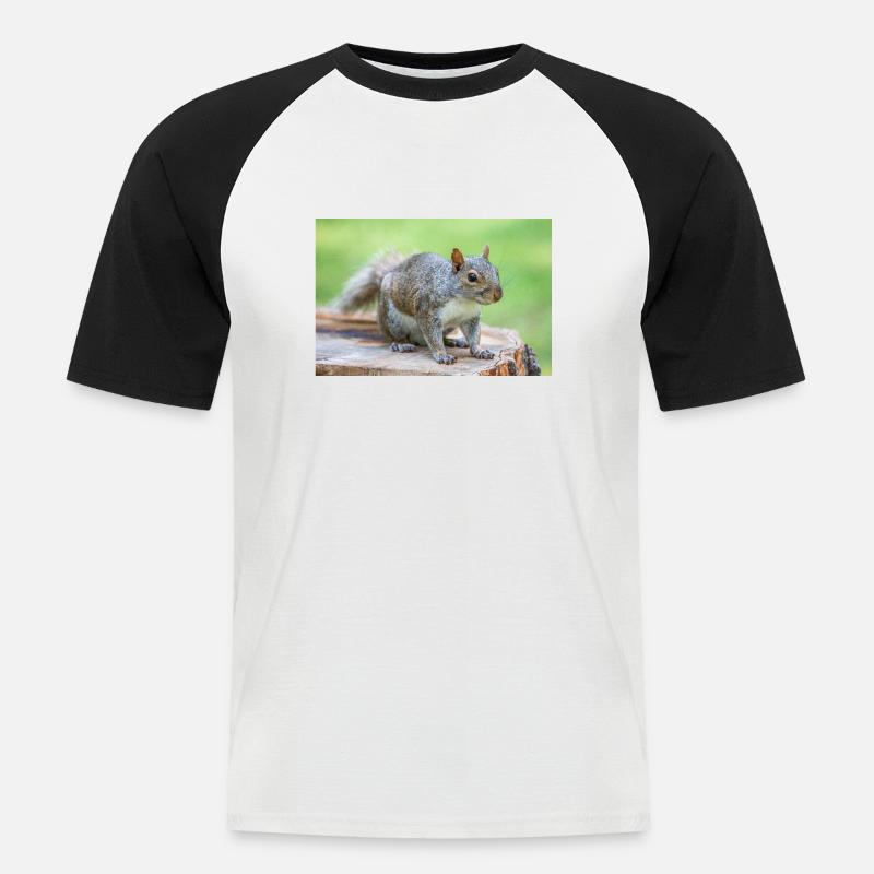 Grauhörnchen Sciurus carolinensis - Männer Baseball-T-Shirt - Weiß/Schwarz