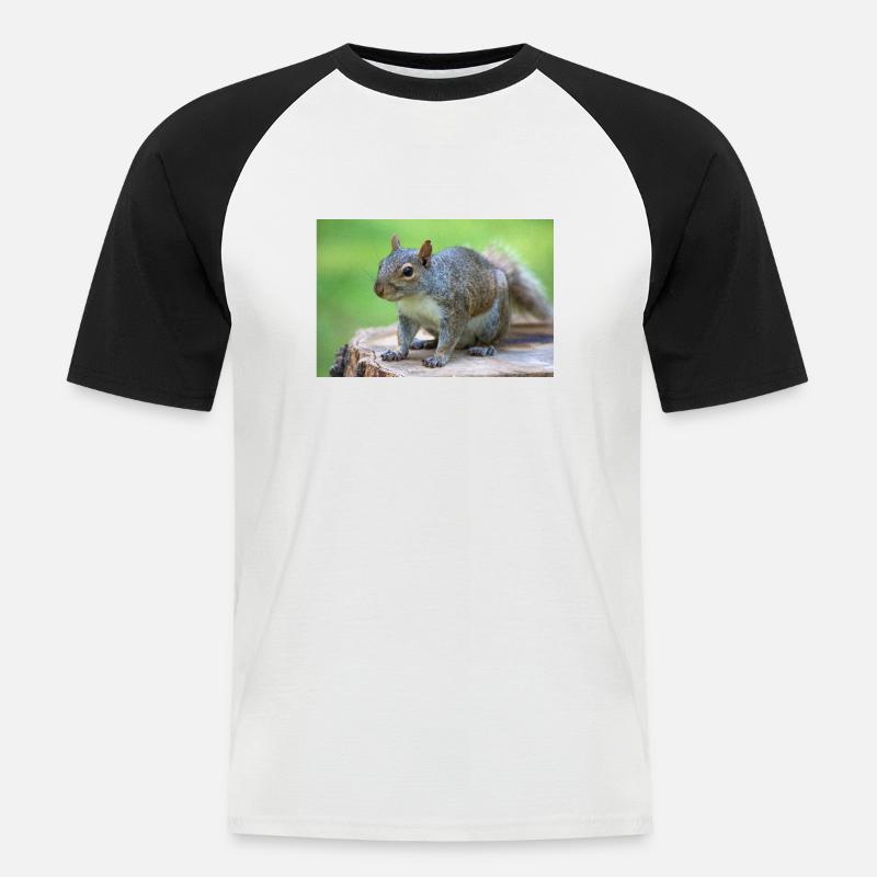 Grauhörnchen Sciurus carolinensis - Männer Baseball-T-Shirt - Weiß/Schwarz