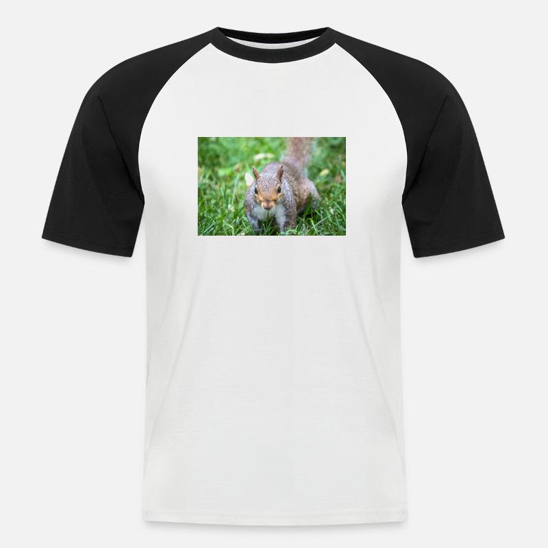 Grey squirrel Grauhörnchen Sciurus carolinensis - Men's Baseball T-Shirt - white/black