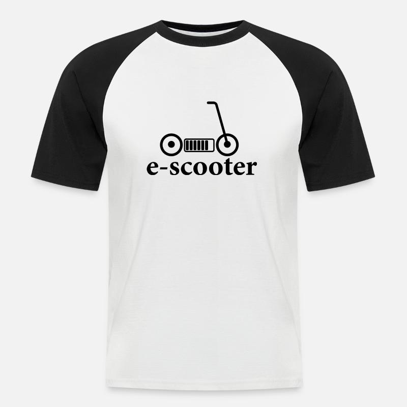 E-Scooter E-Roller Scooter - Männer Baseball-T-Shirt - Weiß/Schwarz