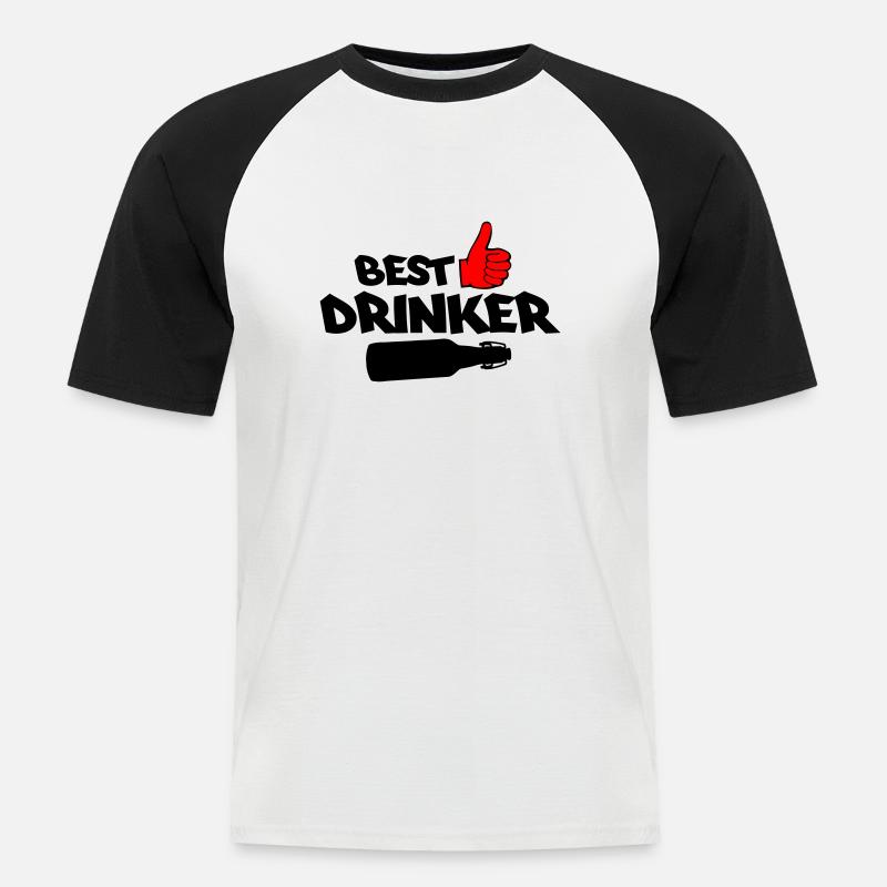 best drinker - Männer Baseball-T-Shirt - Weiß/Schwarz
