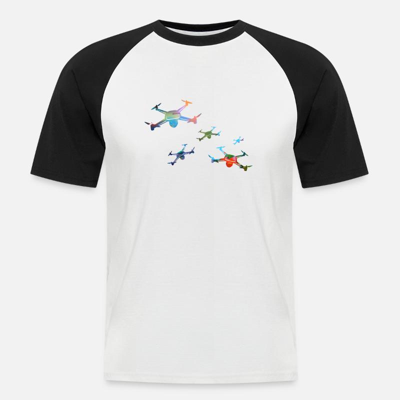 dronen,drone,comic,bunt,graffiti - Männer Baseball-T-Shirt - Weiß/Schwarz