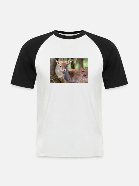 Damherten (in het Duits Damwild of Damhirsch) Dama - Mannen baseballshirt korte mouw - wit/zwart