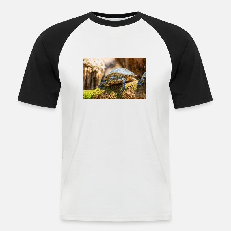 Trachemys scripta scripta scripta - T-shirt baseball manches courtes Homme - blanc/noir