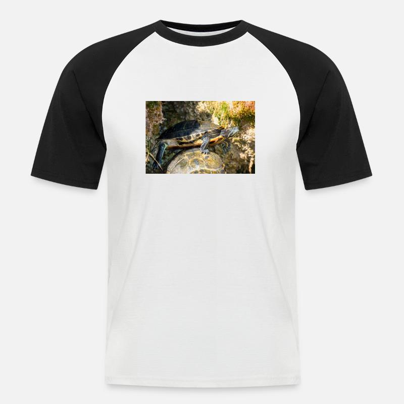 Trachemys scripta scripta scripta - T-shirt baseball manches courtes Homme - blanc/noir