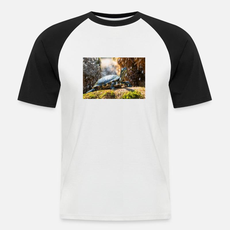 Gelbbauch-Slider Trachemys scripta scripta - Männer Baseball-T-Shirt - Weiß/Schwarz